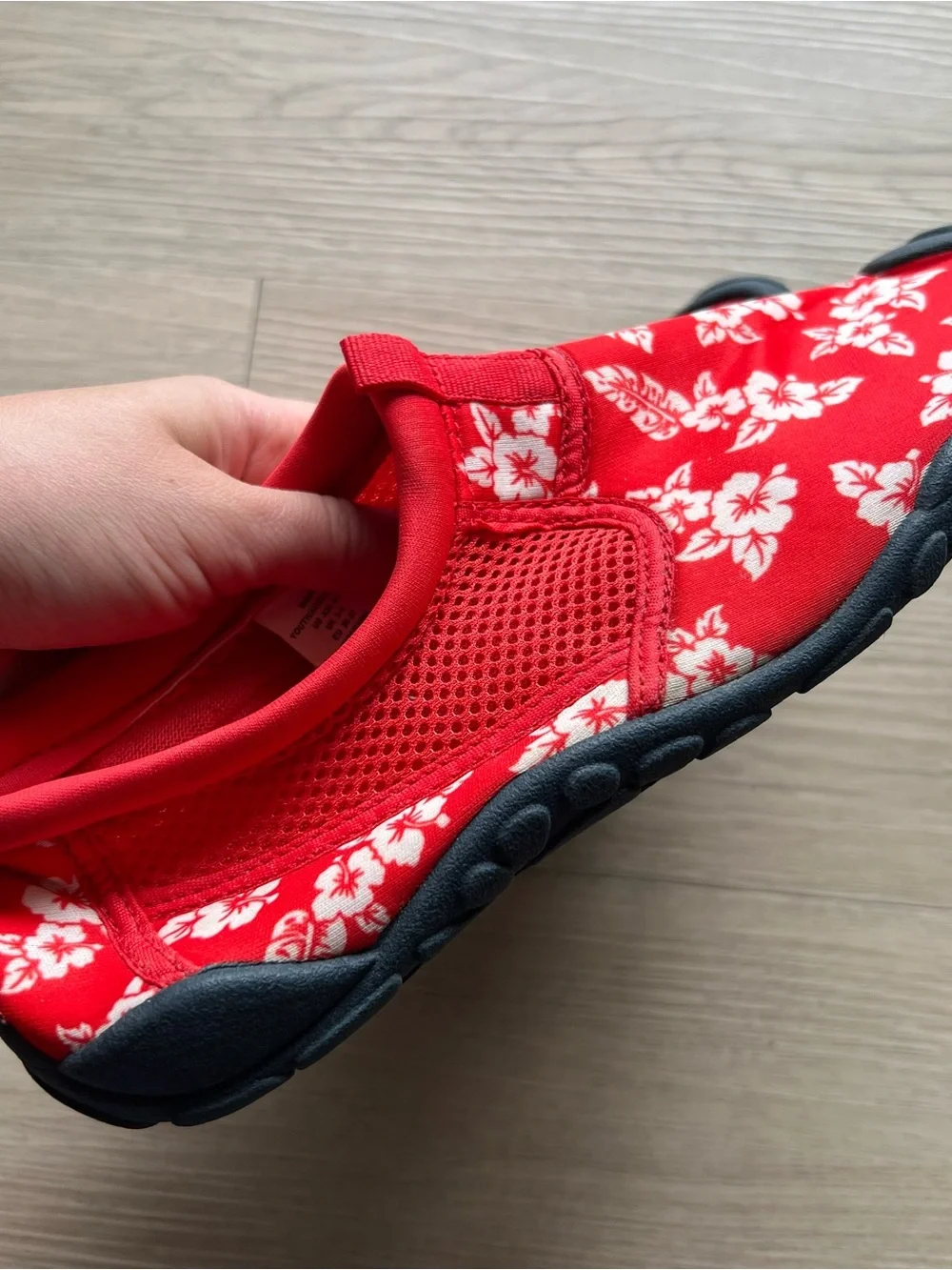 Kids Red Floral Water Shoes